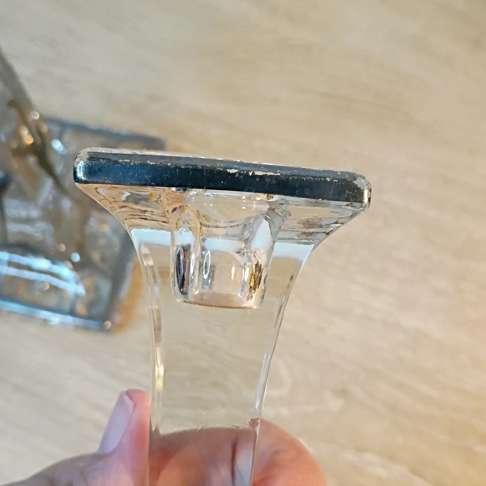 Vintage Golden Crown Crystal And Sterling Silver Overlay Candle Stick Holders